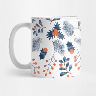 Mistletoe Branches Blue Red Mug